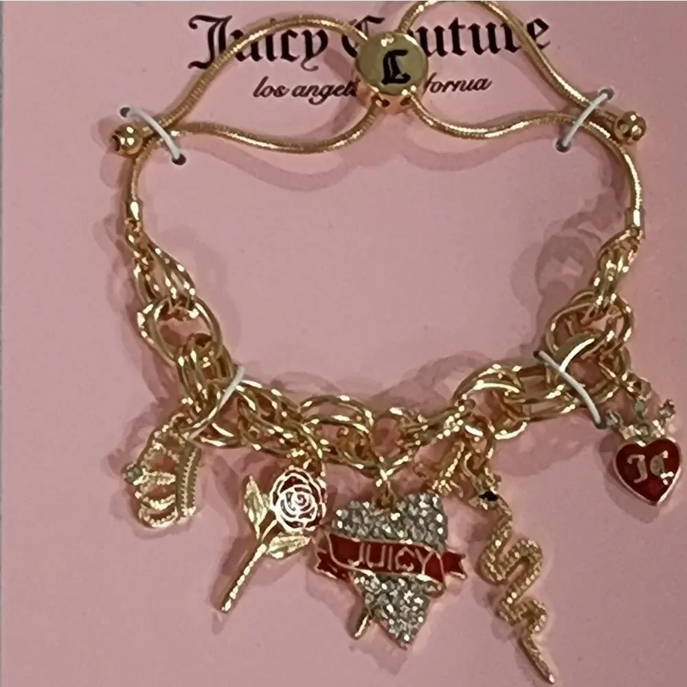 Juicy Couture charm roses‎ snake heart bracelet new!!